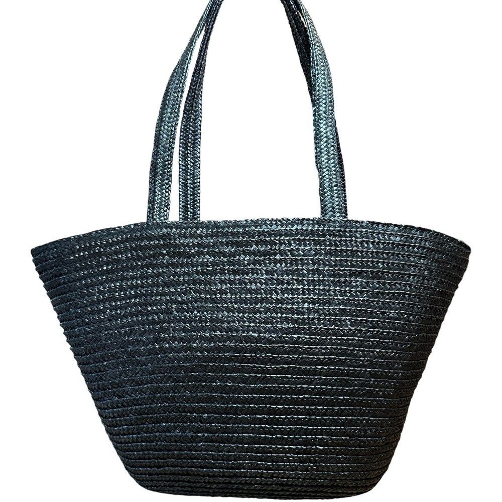 *Vintage* 1980s Black Ysatis de Givenchy Black Raffia Tote Bag